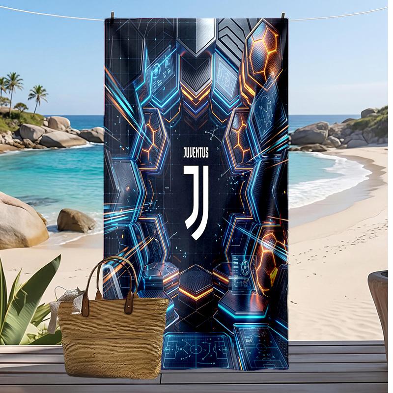 Juventus FC Printed Beach Towel Quick Dry Soft TowelPortable Large Rectangular Beach Blanket for Travel Swimming Pool