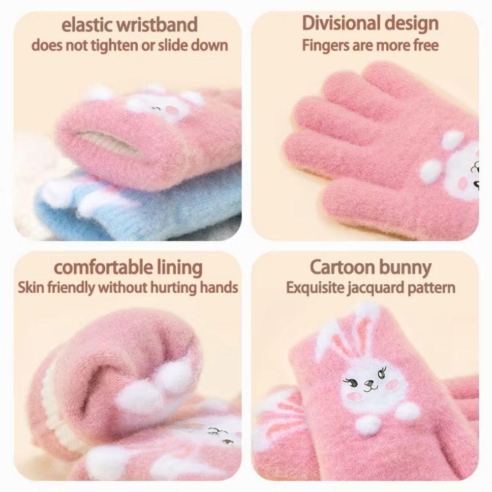 Thickened Rabbit Knitted Mittens Windproof Child Cold-Proof Gloves Winter Warm Gloves  Child