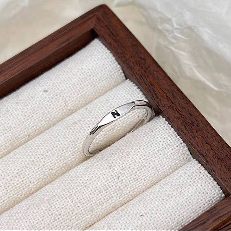 Aesthetic Wedding Tiny Initial Letter Rings Jewelry Gift Women Fashion Letter Finger Gift Stainless Steel Ring