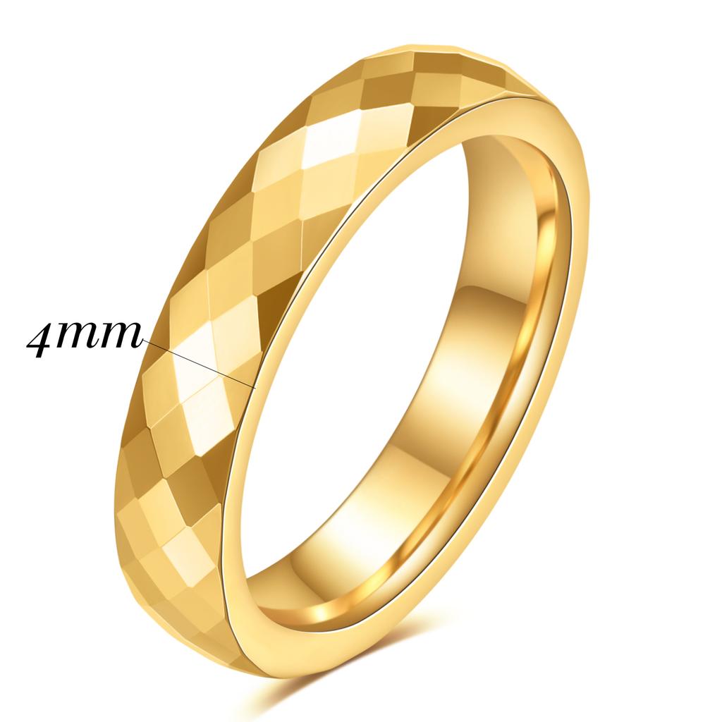 Fashion Tungsten Steel 4MM/6MM Ring for Women Cut Polygonal Couple Rings Wedding Party Jewelry and Accessories