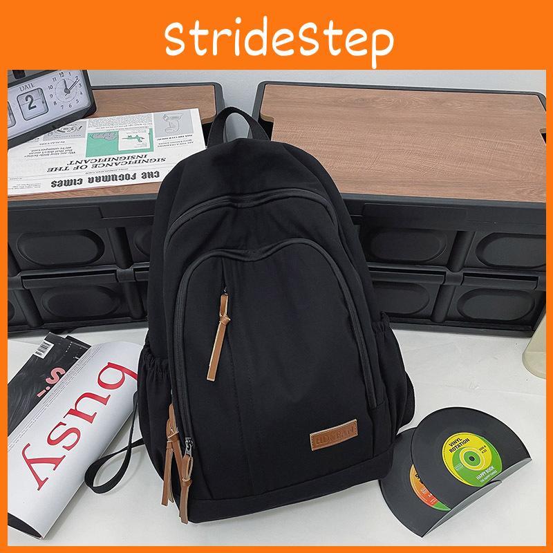 Simple Solid Color Letter Decoration Large Capacity Student Backpack Teen For