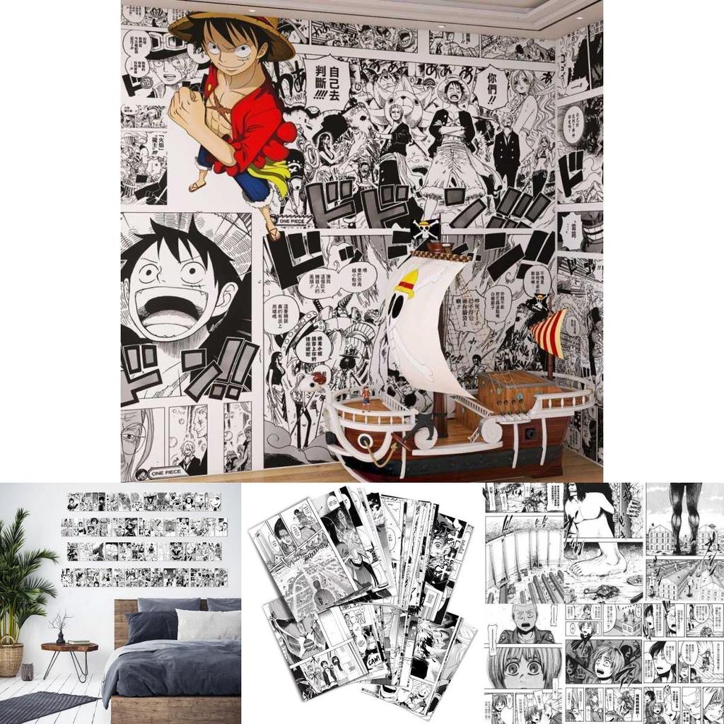 Vibrant Anime Comic Panel Wall Decor Featuring Kimetsu No Yaiba And Attack On Titan
