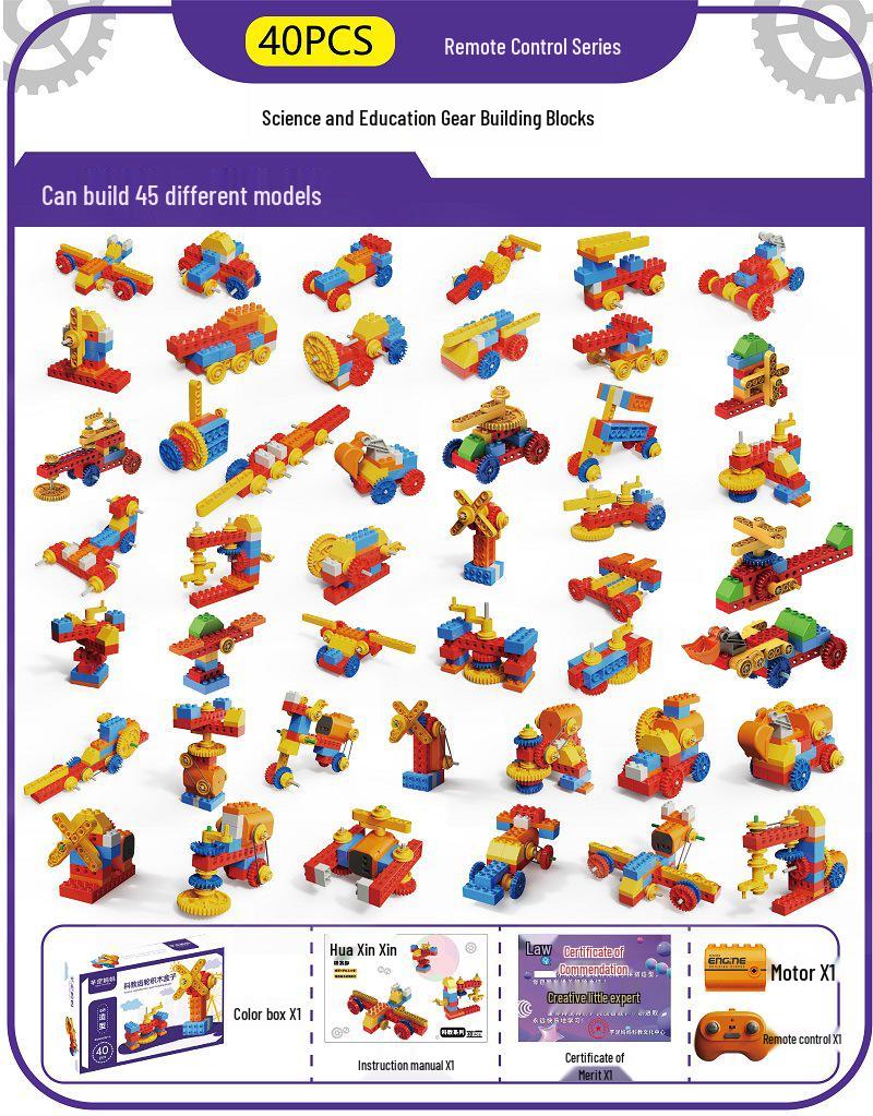 Kids' Science Education Electric Gear Building Blocks Set