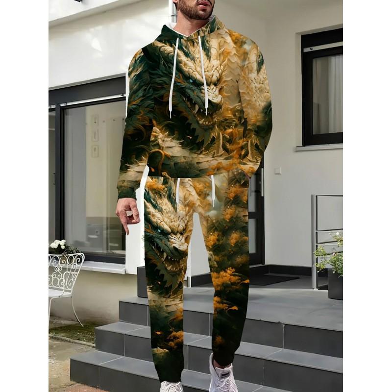Fashion Skull 3D Print Hoodie Sweatpants Set Men