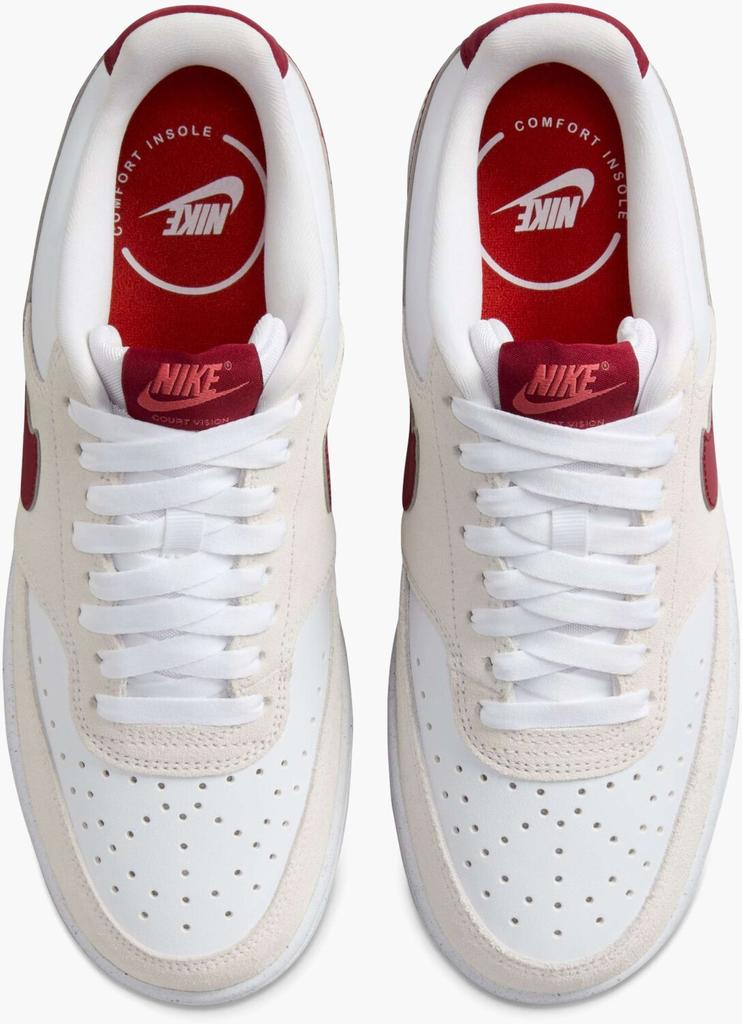 Women's Nike Court Vision Low Sneakers (FQ7628-100) White/adobe/dragon Red/team Red