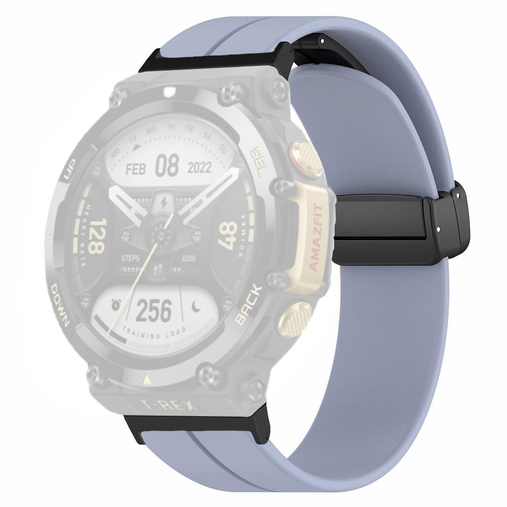 

For Huami Amazfit T-Rex 2 Silicone Watch Band Magnetic Folding Buckle Wrist Strap Lavender Grey