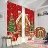 2pcs,2D Plane Printing Curtains Roller Blinds Gingerbread House Christmas Snowflakes Polyester (without Rod) Holiday for