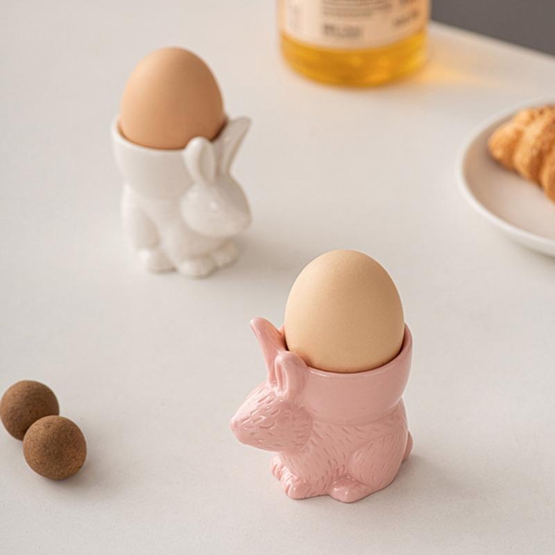 Weißes Porzellan Ostern Hase Eier Tasse Keramik Frühstückshalter für Feiertags- und Alltagsgebrauch Esstischdekoration