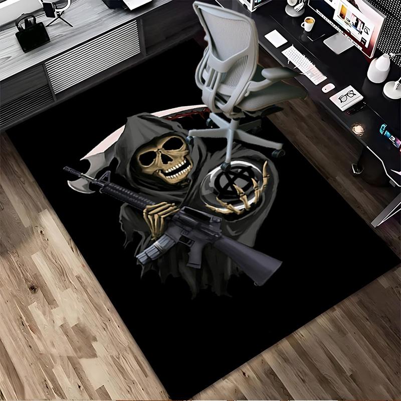 Grim Reaper Gun Living Room Non-Slip Area Rug Soft Carpet for Bedroom Game Playroom Sofa Office Home Decor Doormat Christmas Gift C921123