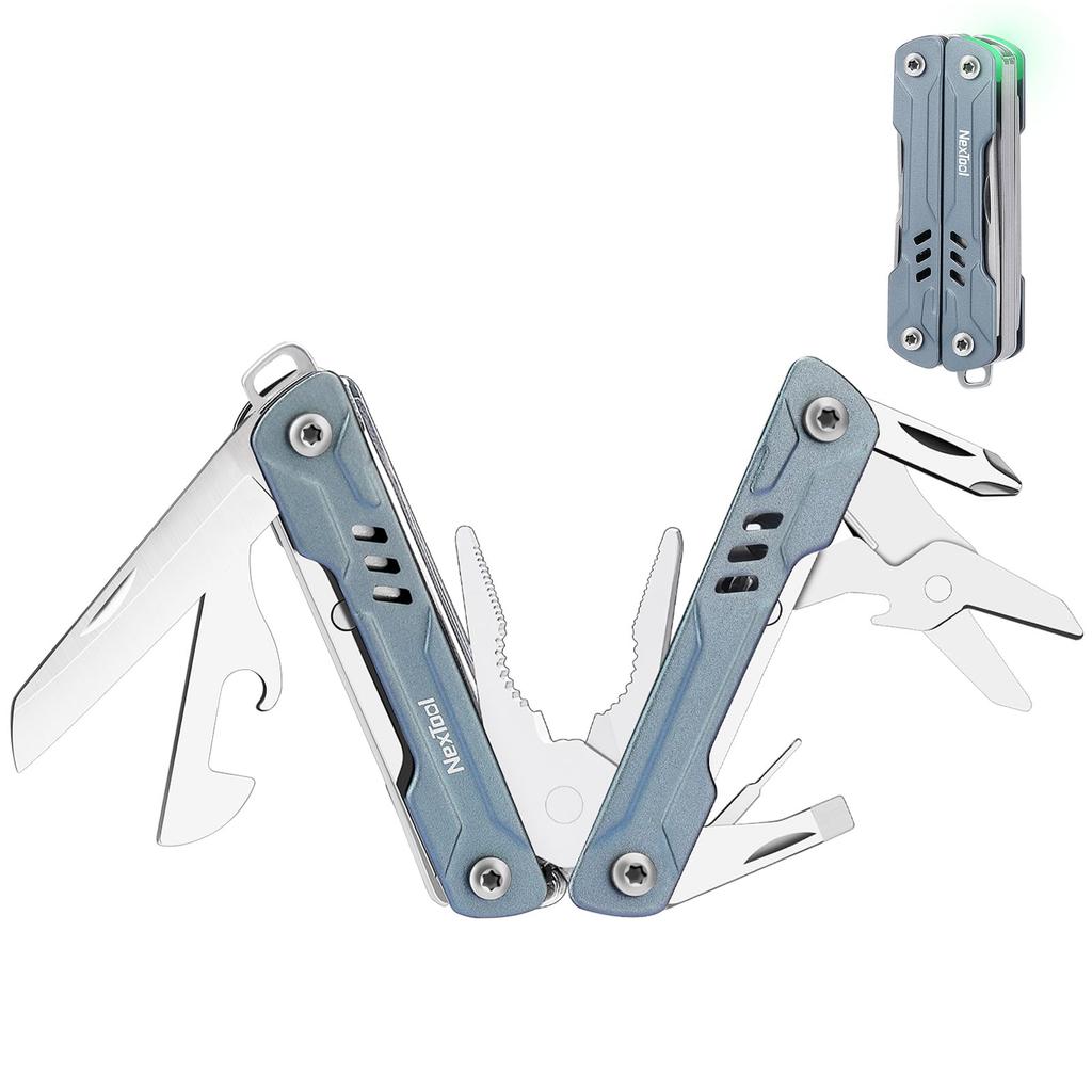 NexTool Multitool Mini Sailor Compact Multitool with Needle Nose SIM Card Gift for Men Blue S11, 11-in-1 Pliers, Scissors, Extractor, Screwdriver,