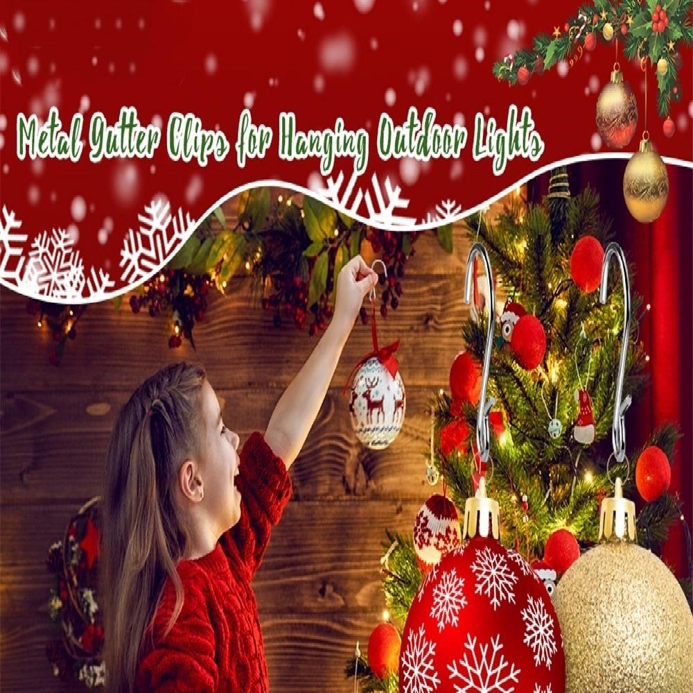 60 Metal Grooved Hooks Christmas Lights Hooks Weatherproof Light Clip Hooks For Hanging Christmas Decorations Outdoor String Lights, Party Decorations