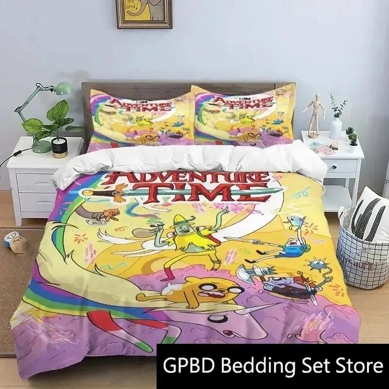 3D Print Cartoon Adventure Time Bedding Set Double Twin King Duvet Cover Comforter Pillowcase Boys Girls Adults Bedroom
