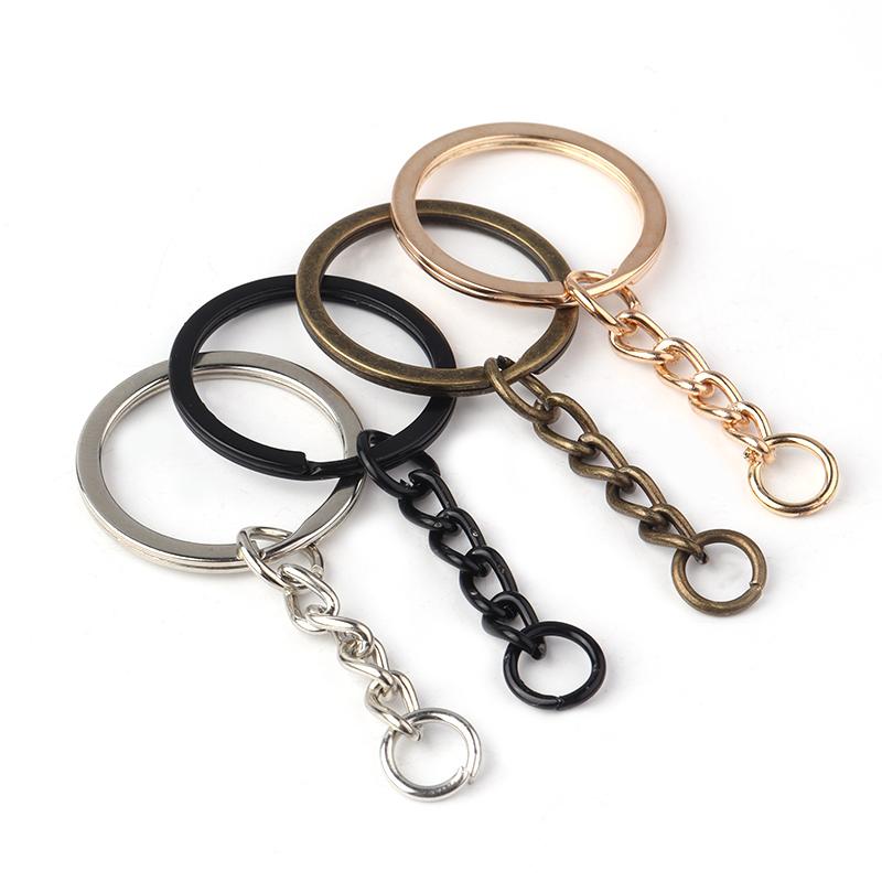 10pcs/lot Flat Key Chain Key Ring Keychain Long Round Split Keyrings Keychain For Jewelry Making Accessories Wholesale