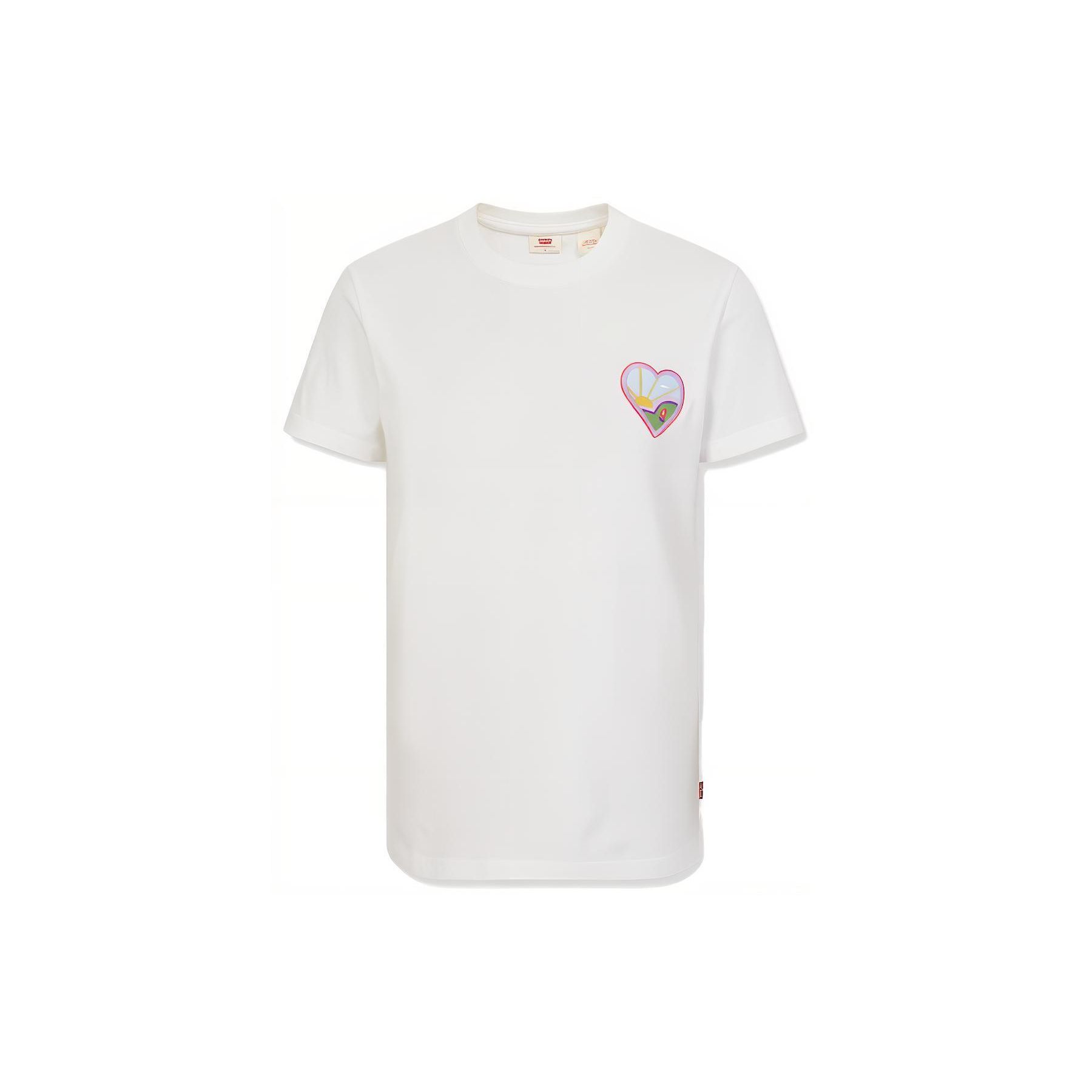 

Простая футболка с коротким рукавом и вышивкой в виде сердца Levis, женские топы, молочно-белый A7476-0000 XS