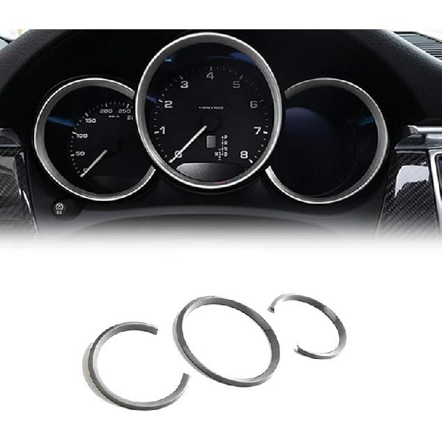 GTINTHEBOX 3 Pcs Red Dashboard Edge Decoration Trim Ring for 2014-up Porsche Macan