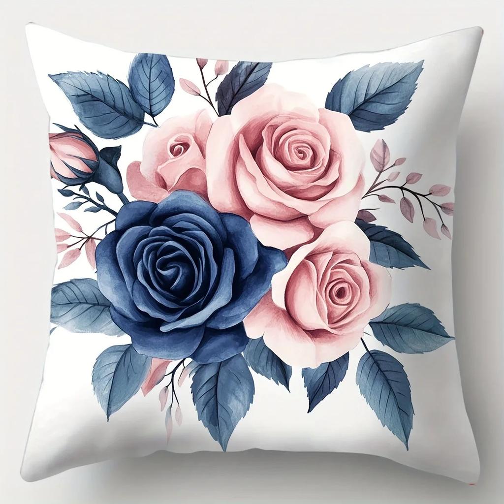 Modern Floral Collection Home Decoration Pillowcase for Living Room Bedroom Sofa Decorative Cushion Cover with Zipper Closure