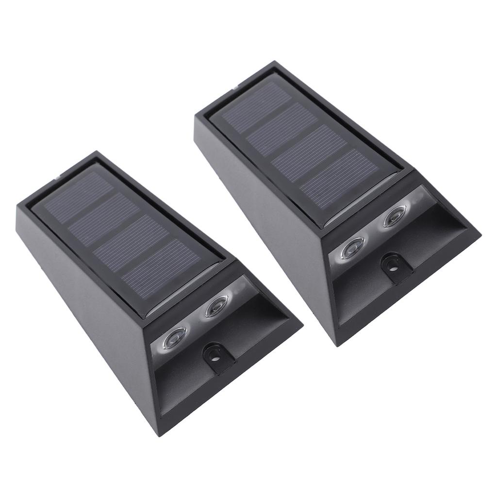 Solar Outdoor Wall Lights Waterproofing White Warm 2 Color LED Solar Lights for Outdoor Stairs Pathways and Gate Posts