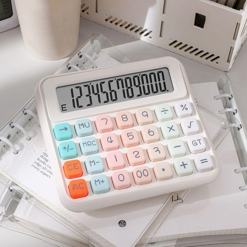 Cute 12 Digits Calculator Easy To Use Candy Color Desktop Calculator Battery Operated Anti-slip Pad Finance Calculator