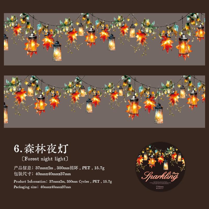 

200 cm/ Roll lamplight PET Tape Cute Literary INS Style Journal Handbook Tapes Creative DIY Dairy Collage Stationery