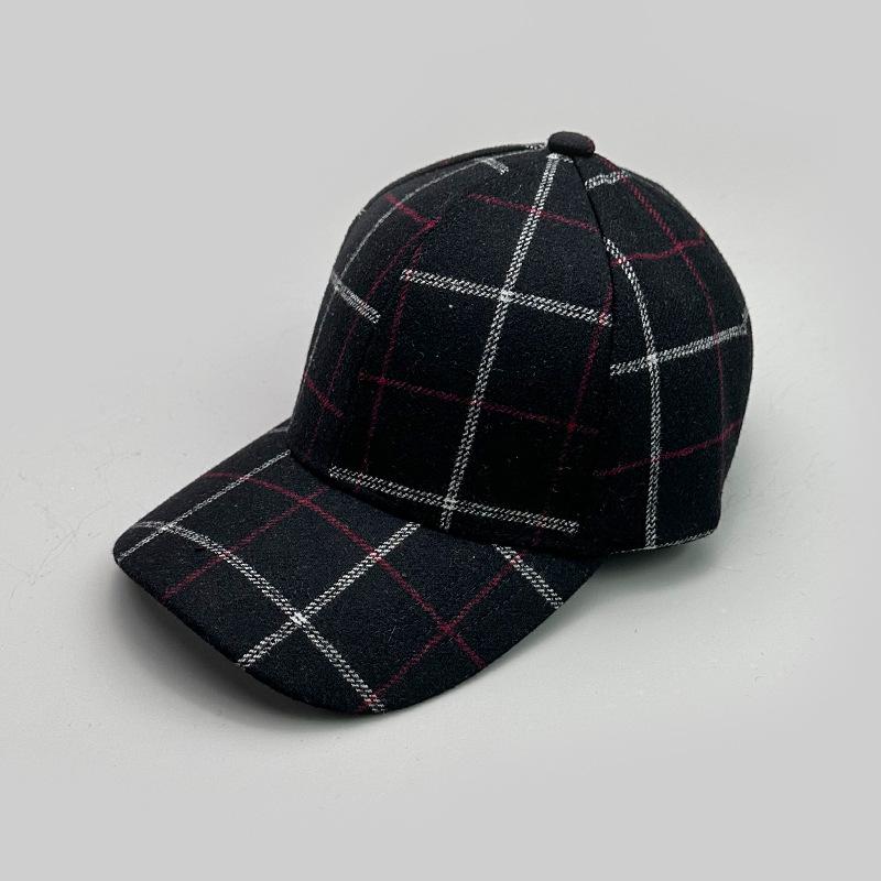 Woolen Plaid British Style Retro Baseball Cap Men And Women Personality Autumn And Winter Warm Fashion Versatile