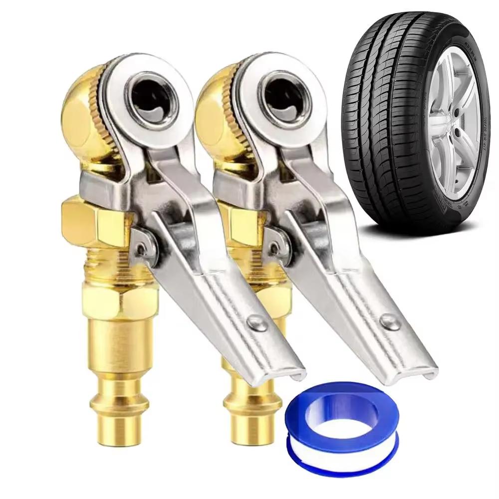 2 Stück Geschlossener Kugel Reifenfüller 1/4 Zoll FNPT Robuster Metallclip Verriegelnder Luftfüller 250 PSI Max Luftkompressor Zubehör
