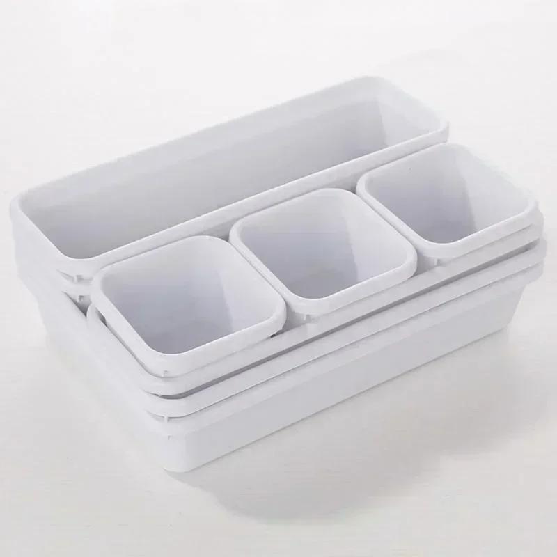 Ensemble de 8 pièces Rangement divers Boîte de rangement de bureau Tiroir pliant de bureau Organiseurs de bureau Support de papeterie multifonctionnel Plastique