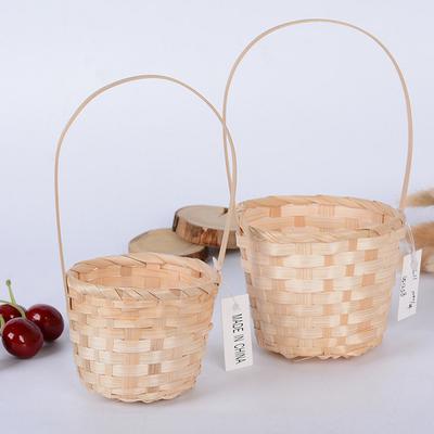 5Pcs Bamboo Weaving Basket Portable Storage Tote Fruit Holder Flower Container Household Organizer Picnic Decoration