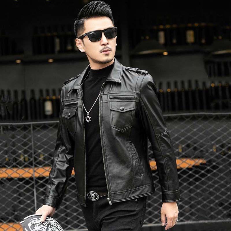 Spring New Leather Jacket Men's Slim Retro Motorcycle Jacket Leather Jacket Men's Casual Youth Handsome Jacket