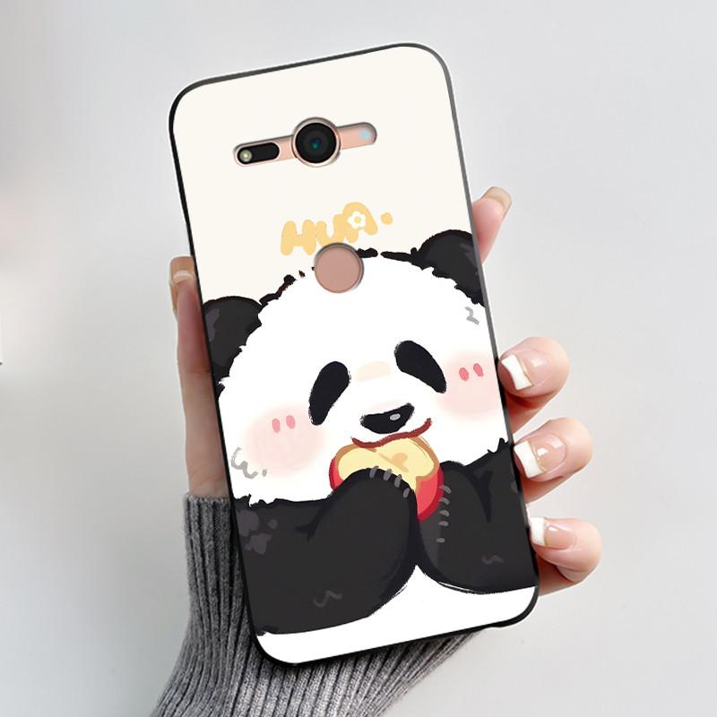Cute Black Case Phone Case For Sony Xperia XZ2 Compact/SO-05K Protective Shockproof Soft Cover Lovely Fluffy White Bunny