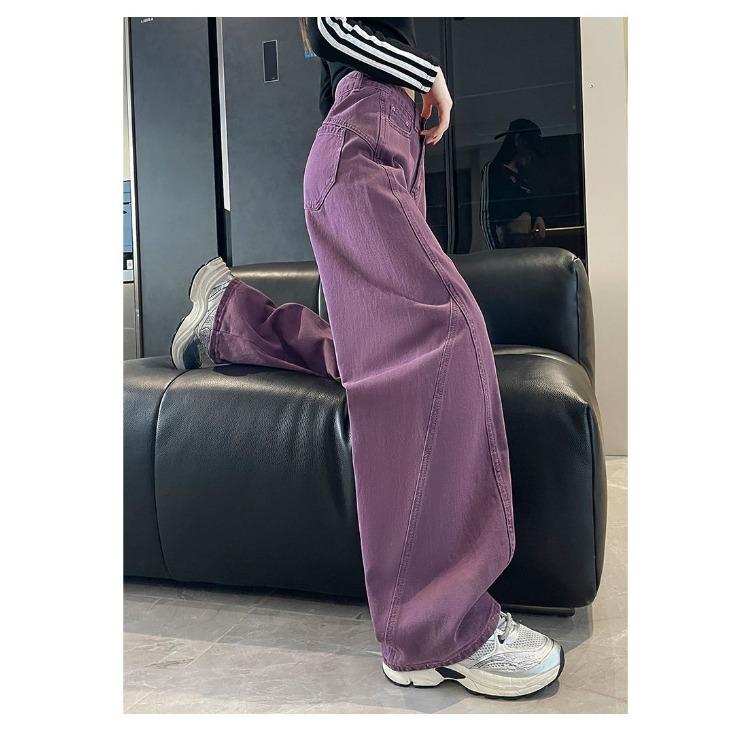 Wide Leg Denim Pants Loose Fit High Waist Spring Summer Casual Trousers