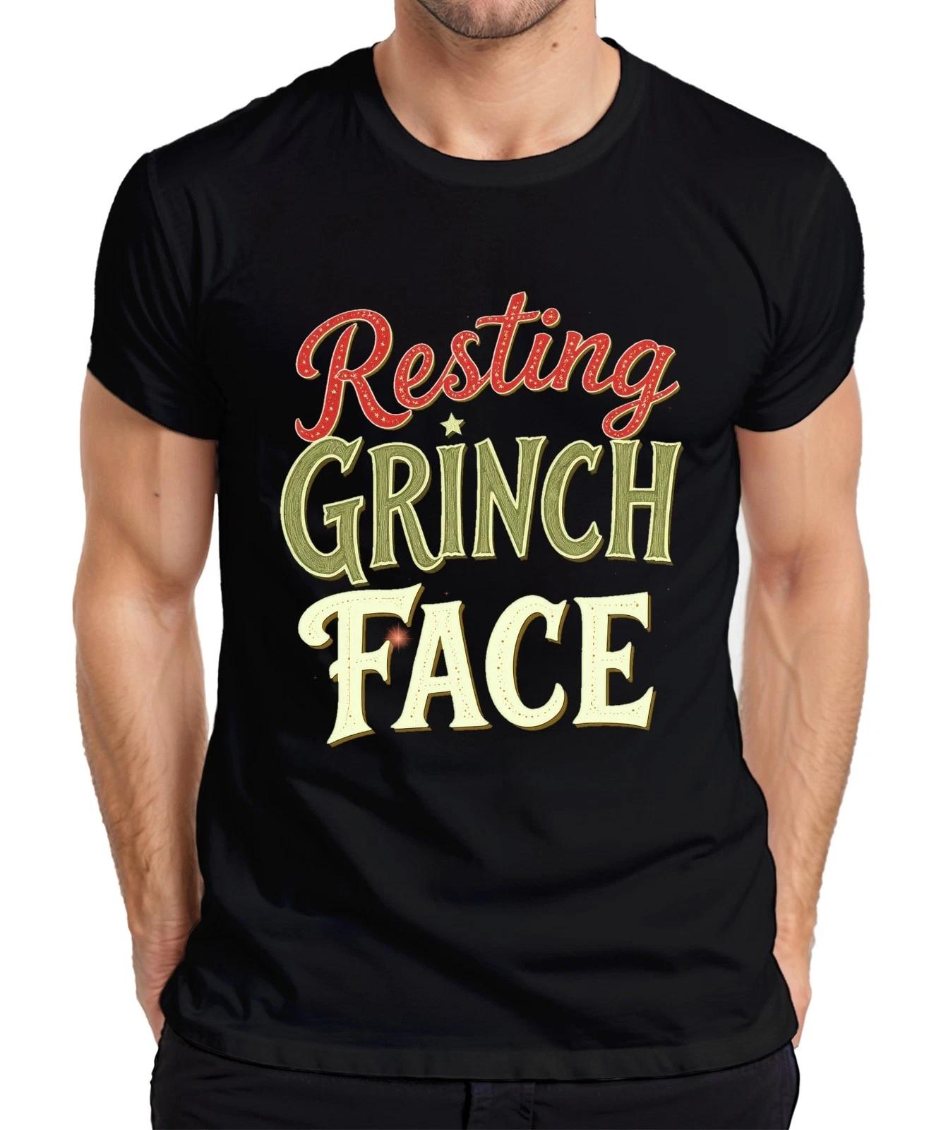 Resting Grinch Face Weihnachten lustig Geschenk Retro grün Herren T-Shirt L