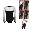Women Sleeve Long Sexy Stretch Bodycon Bodysuit Tops Casual Leotard Plain Shirt