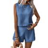 Solid Color Sleeveless Vest Shorts Two-piece Set, Casual and Fashionable Women's Sport Suits