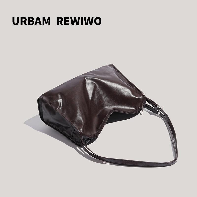 2025 New Double Strap Three-Dimensional Shoulder Bag Large Capacity Vintage Tote Bag Commuter Versatile Crossbody Bag Trendy