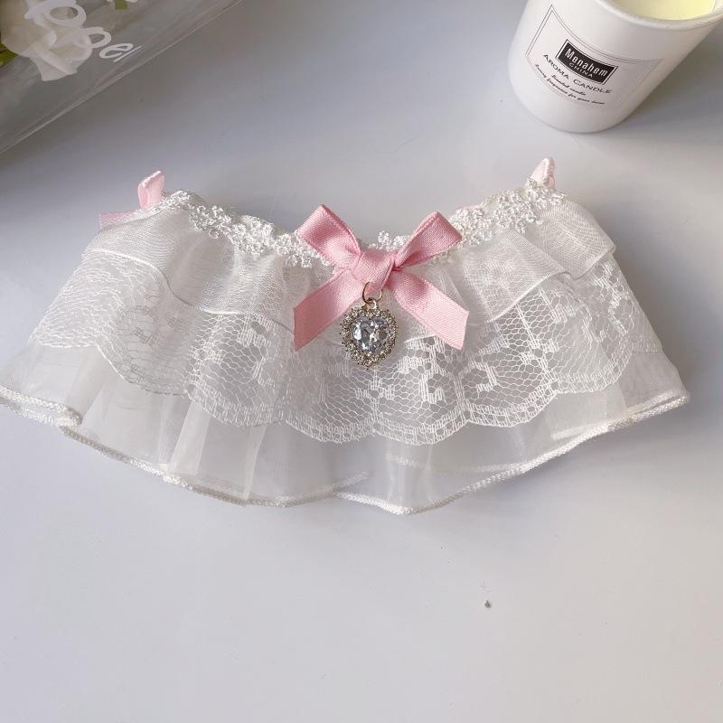 Double Layer Lace Pet Scarf 3D Bow Princess Style Saliva Towel Bib For Cat Dog