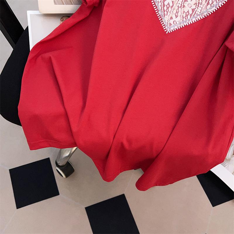 Women's Plus Size Loose Fit Mid-Length Round Neck Short Sleeve T-Shirt (Available in Sizes 200-350 Jin) - Style 1054