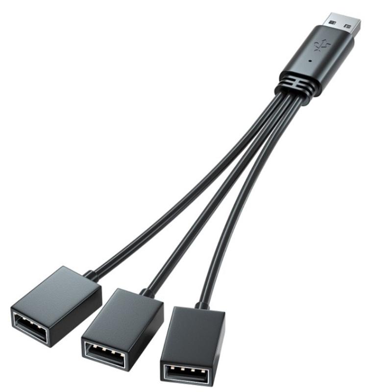 

3 в 1 USB-адаптер-разветвитель для зарядки и передачи данных, идеально подходит для автомобиля и путешествий, удлинительный шнур питания