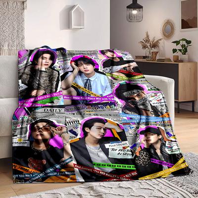 1 Stück BTS Mitglieder Weiche & Warme Flanelldecke, Mehrzweck-Kuscheldecke für Couch, Sofa, Büro, Bett, Camping, Reisen
