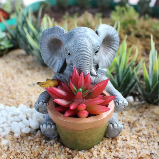 Härlig elefantblomkruka Handgjord hartsplanta Kruka Dekorativ saftigväxtkruka för Hem Rum Trädgård Balkong Kontor