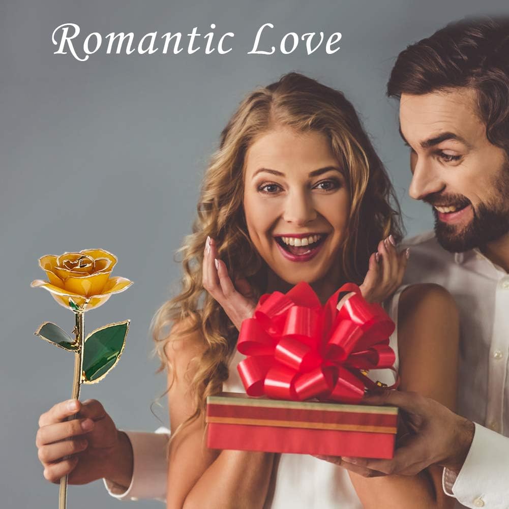 FILFEEL 24K Vergoldete Rose, Langer Stiel, 11-12 Zoll, Echte Rose, Gold, Luxuriöse Eleganz, Künstliche Blume, Konservierte Rose, Party, Schmuck,