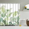 Tropical Green Plant Palm Leaves Bathroom Accessories Set Shower Curtain Bathroom Curtains Waterproof Polyester with Hooks