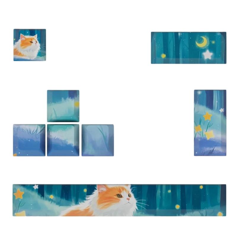 8Pcs DIY Personalizeds Keycaps 5Side Dyes-SUB 6.25u Space Bar Original Profile for Gaming Mechanical Keyboards