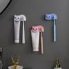 Plastic Cat Shaped Toothbrush Holder Non Perforated 2 In 1 Toothbrush Toothpaste Rack Wall Mounted Facial Cleanser Storage Clip