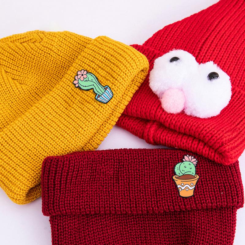 4 Styles Sexy Buttocks Cactus Potted Enamel Brooches Creative Ass Potting Plant Flower Pins For Backpack Clothes Jewlery