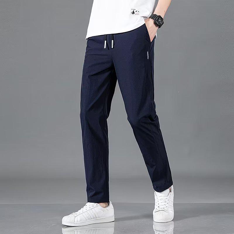 Black Label Plus Men's Slim Fit Tall Straight Fleece Pants - Autumn/Winter Korean Casual Trousers