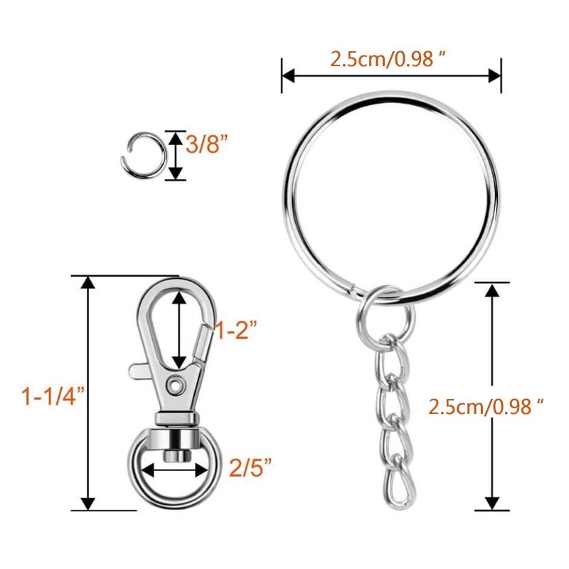 100PCS Lobster Clasp Hook and for Key Rings with Chain and for Keychain Crafts and Jewelry Making DIY Pendant Decor