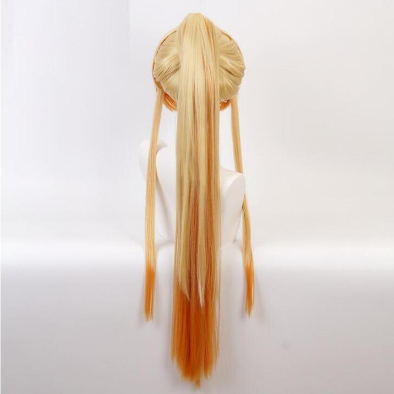 75cm Anime Demon Slayer Orange Long Cosplay Wig Synthetic Hair Halloween Party Wigs Cosplay Costumes Accessories