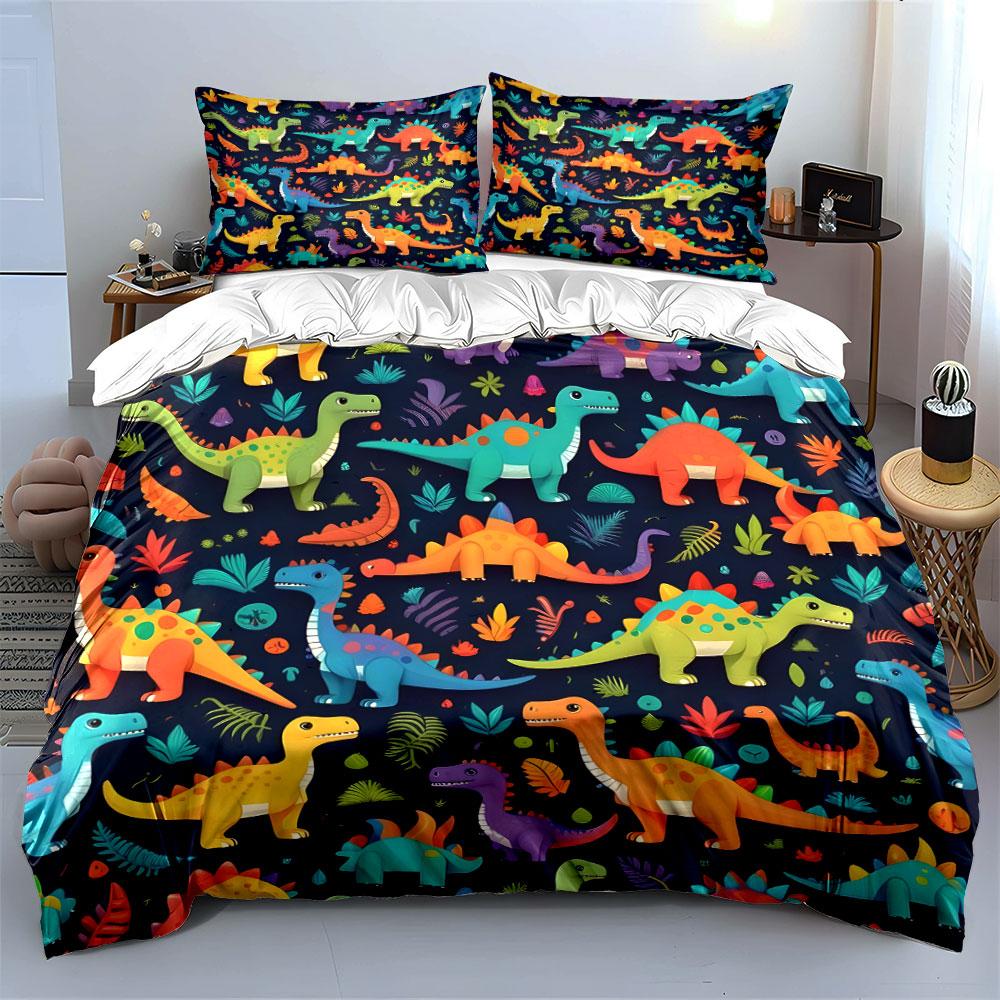 Dinosaur-Themed Colorful Kids Set Exquisite Three-Piece Bedding Set Gift For Kids And Adults