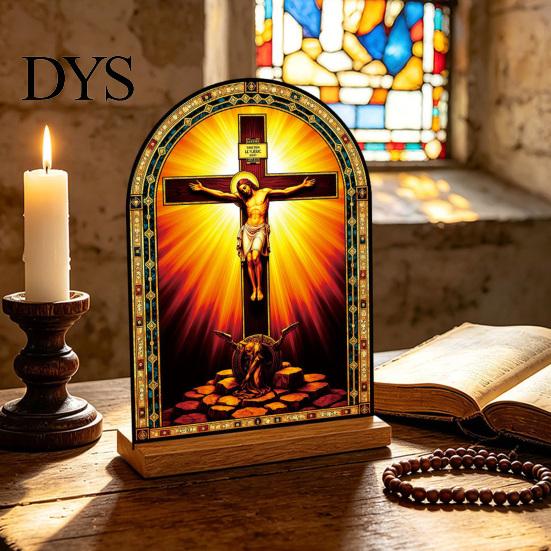 Exquisite Acrylic Table Centerpiece Catholic Statue Ornament, Tabletop Centerpiece, Freestanding Christian Unique Office Desk Accessories Religious