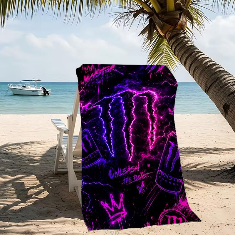 Strandtuch mit Monster Energy LOGO Muster - weich, saugfähig, maschinenwaschbar Leicht&Modern, Schwimmen, Reise-Essentials